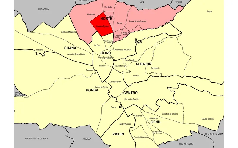 Situación del barrio Joaquina Eguaras en Granada