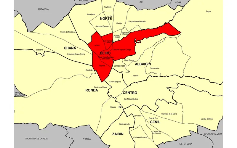 Distrito Beiro de Granada, donde está el barrio de Los Cármenes