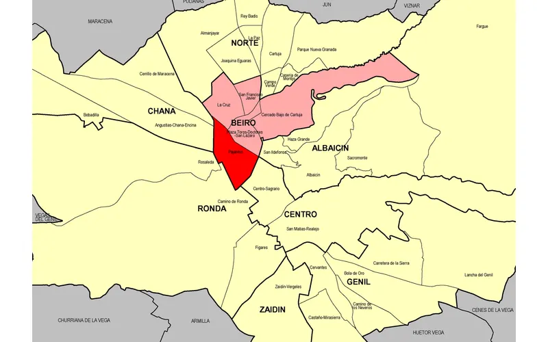 Situación del barrio de Pajaritos en Granada